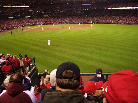 St. Louis playing in Game 7 of the 2006 World Series vs. the Detroit Tigers.