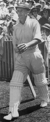 Bradman walking out to bat in the Third Test against England.