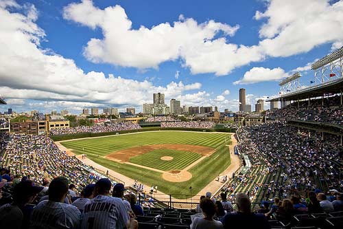 A panoramic view of Wrigley Field.