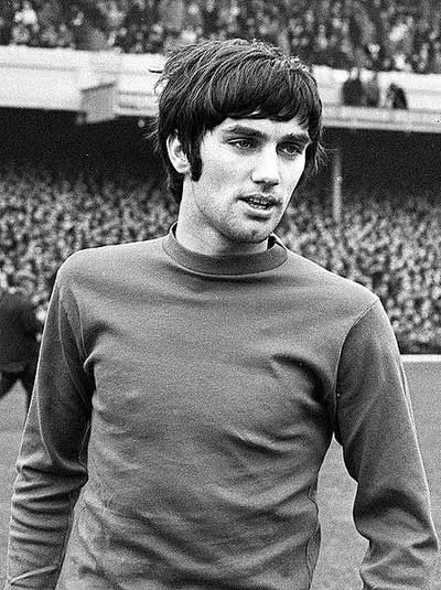 George Best in 1968 with the Manchester Utd jersey.