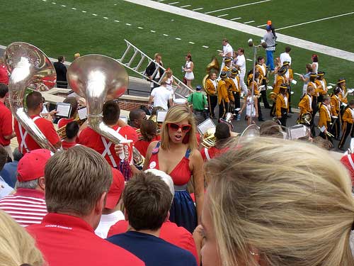 An Ole Miss fan in goofy glasses.