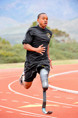 Sgt. Jerrod Fields, a U.S. Army World Class Athlete Program Paralympic sprinter.