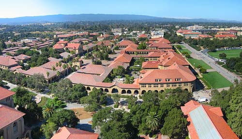 Stanford University campus from above.