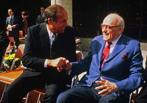 George Halas (right) in the early 1980s.